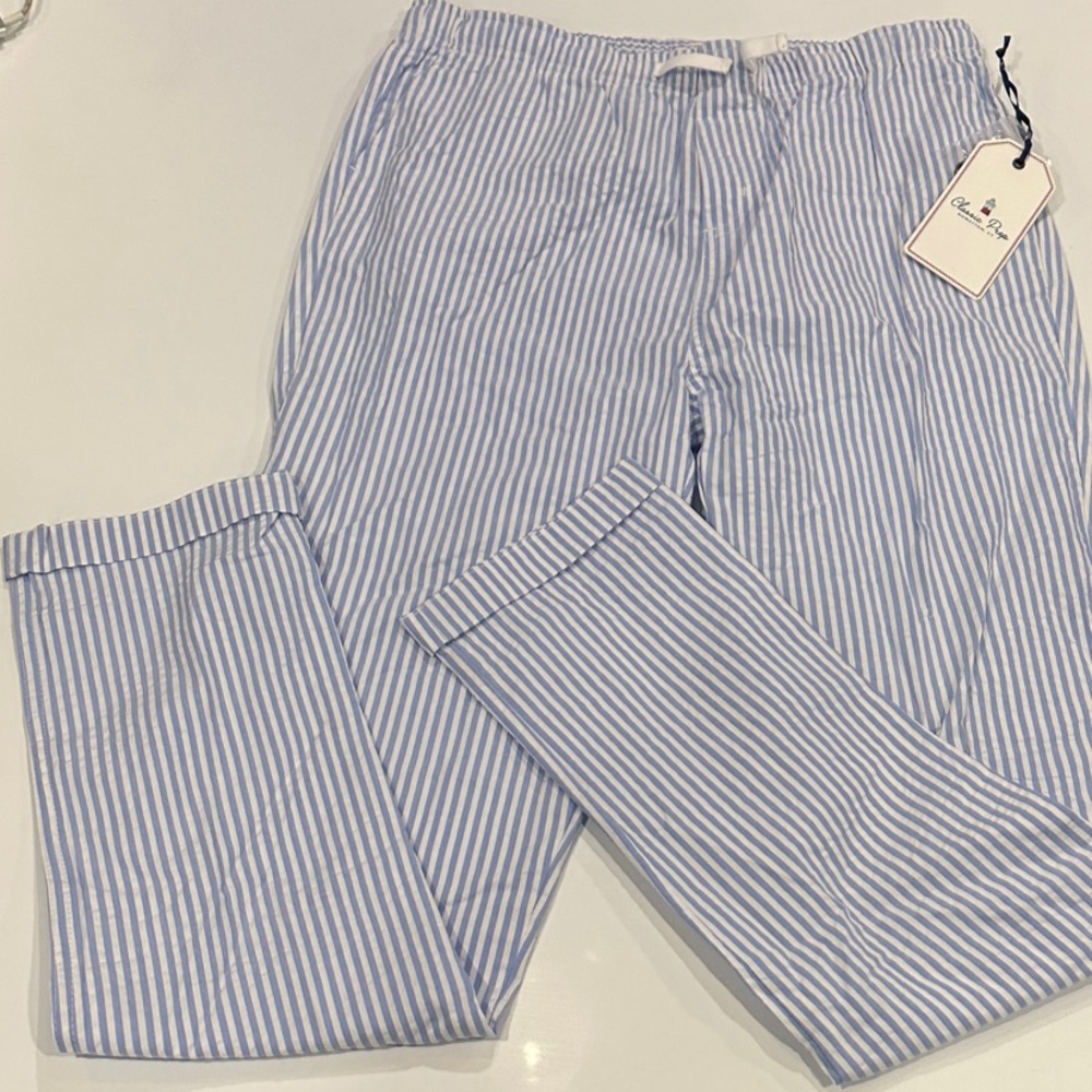 Classic Prep Mason Pant Vista Blue Seersucker Stripe Boys XL 1P0014 NWT